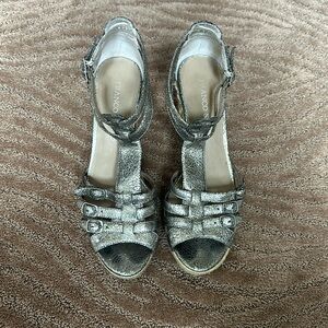 Franco Sarto, pewter wedges, size 9.